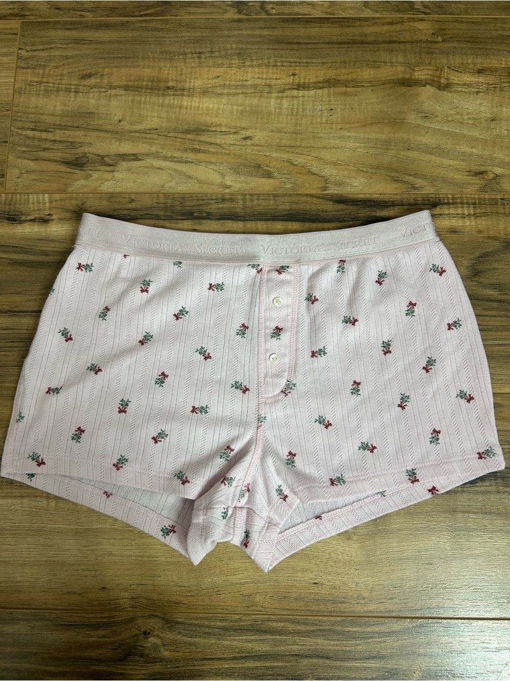 Victoria's Secret Pink Floral Cotton Lounge Shorts with Red Rose Print